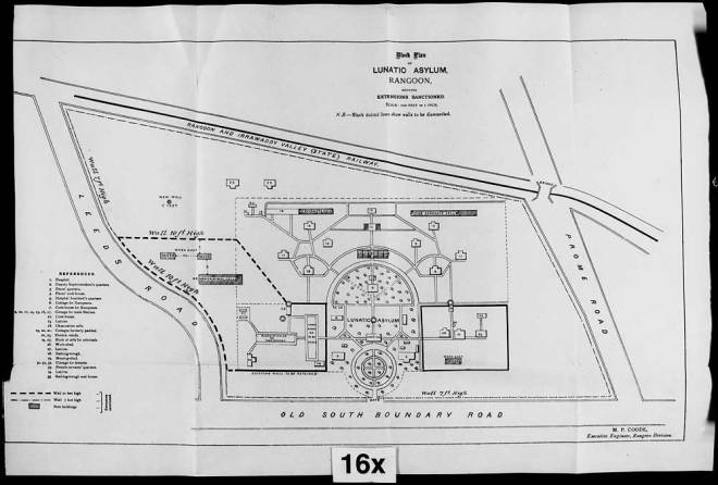 A plan of the asylum from 1893. Curiously the dairy and the cow sheds are not marked raising questions over where the animals were kept.